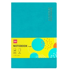 Блокнот Deli EN135LBLUE A5 210х143мм искусст. кожа 80л линейка мягкая обложка синий