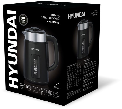 Чайник электрический Hyundai HYK-S3505 1.5л. 2200Вт черный (корпус: металл) Чайник электрический Hyundai HYK-S3505 1.5л. 2200Вт черный (корпус: металл)