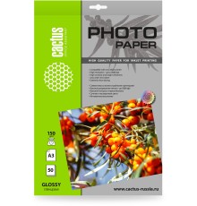 Фотобумага Cactus CS-GA315050, A3, для струйной печати, 50л, 150г/м2, белый, покрытие глянцевое
