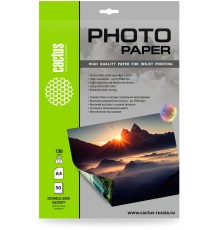 Фотобумага Cactus CS-GA413050DS, A4, для струйной печати, 50л, 130г/м2, белый, покрытие глянцевое /глянцевое