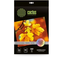 Фотобумага Cactus Prof, A5, для струйной печати, 50л, 260г/м2, белый, покрытие глянцевое [cs-hga526050]