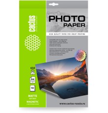 Фотобумага Cactus CS-MMA465010, A4, для струйной печати, 10л, 650г/м2, белый, покрытие матовое /магнитный слой