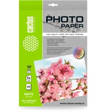 Фотобумага Cactus CS-MSA412050 A4/120г/м2/50л./белый матовое самоклей. для струйной печати