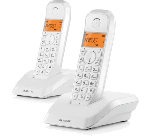 Р/Телефон Dect Motorola S1202 белый (труб. в компл.:2шт) АОН