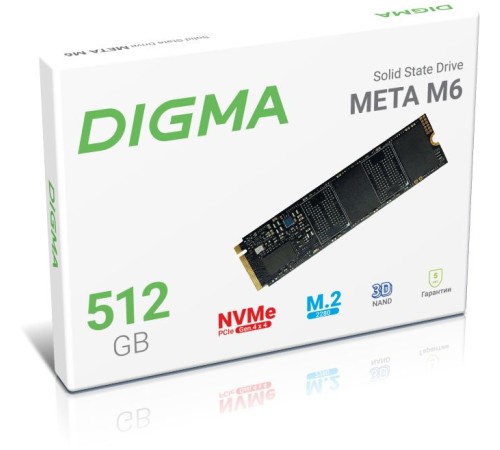Накопитель SSD Digma PCIe 4.0 x4 512GB DGSM4512GM63T Meta M6 M.2 2280 Накопитель SSD Digma PCIe 4.0 x4 512GB DGSM4512GM63T Meta M6 M.2 2280
