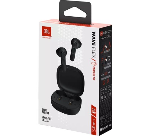 Гарнитура вкладыши JBL Wave Flex черный беспроводные bluetooth в ушной раковине (JBLWAVEFLEX)