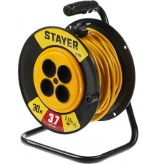 Удлинитель силовой Stayer 55070-30 2x2.5кв.мм 4розет. 30м ПВС 10A катушка желтый