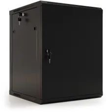 Шкаф коммутационный Hyperline (TWB-2766-SR-RAL9004) настенный 27U 600x600мм пер.дв.стал.лист 2 бок.пан. 60кг черный 1304мм