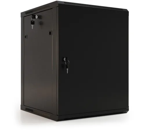 Шкаф коммутационный Hyperline (TWB-2766-SR-RAL9004) настенный 27U 600x600мм пер.дв.стал.лист 2 бок.пан. 60кг черный 1304мм