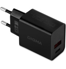 Сетевое зар./устр. Digma DGW2D 20W 3A+1A (PD+QC) USB-C/USB-A универсальное черный (DGW2D0F110BK)