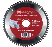 Диск пильный по дер. Monogram 087-249 d=190мм d(посад.)=30мм (циркулярные пилы) (упак.:1шт)
