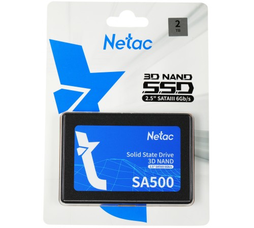 Твердотельный накопитель Netac SA500 2.5 SATAIII 3D NAND SSD 2TB, R/W up to 530/475MB/s