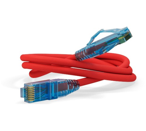 Патч-корд Hyperline PC-LPM-UTP-RJ45-RJ45-C6-5M-LSZH-RD PC-LPM-UTP-RJ45-RJ45-C6-5M U/UTP не экранированный RJ-45 вил.-вилка RJ-45 кат.6 5м красный LSZH (уп.:1шт) 24AWG