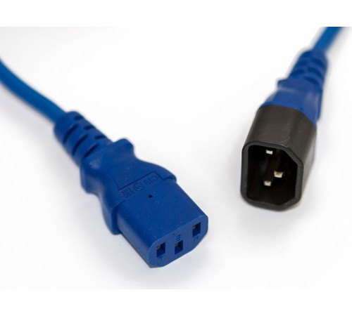 Hyperline PWC-IEC13-IEC14-0.5-BL кабель питания монитор-компьютер IEC 320 C13 - IEC 320 C14 (3x0.75), 10A, прямая вилка, 0.5 м, цвет синий