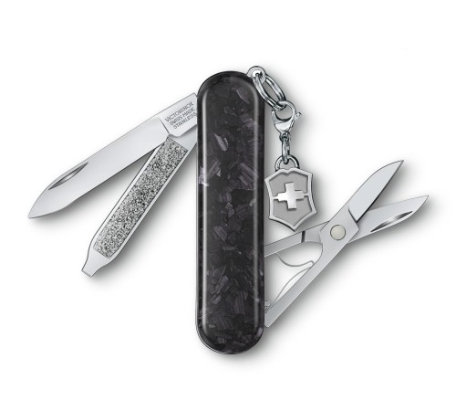 Нож перочинный Victorinox Classic Brilliant Carbon (0.6221.90) 58мм 5функц. черный/серебристый подар.коробка