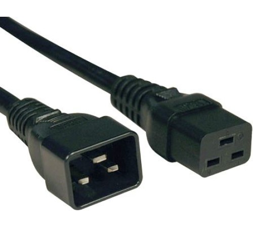 Hyperline PWC-IEC19-IEC20-1.0-BK Кабель питания IEC 320 C19 - IEC 320 C20 (3x1.5), 16A, прямая вилка, 1м, цвет черный