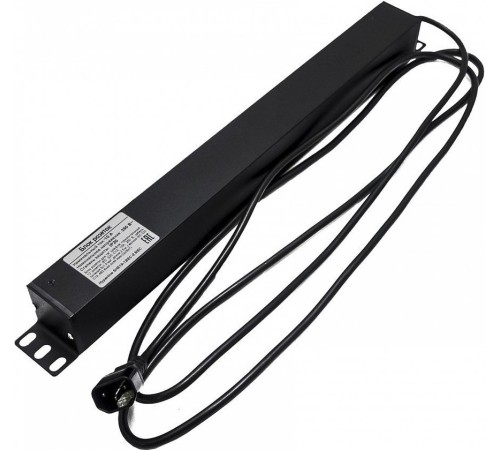 Hyperline SHE19-12IEC-2.5IEC Блок розеток для 19" шкафов, горизонтальный, 12xIEC 320 C13, 10A, 250В, кабель питания 3х1.0мм2, длина 2.5 м, с вилкой IEC 320 C14, 482.6x44.4x44.4мм (ДхШхВ)