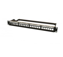Hyperline PPBL6-19-24-RM Модульная патч-панель 19", 24 порта, 4 съемные панели по 6 модулей, 1U, для неэкранированных модулей, с задним кабельным организатором (без модулей)