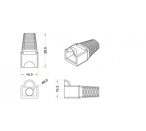 Hyperline BOOT-BK-10 Изолирующий колпачок для Разъемов RJ-45, черный (10 шт.)