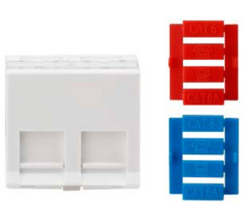 Hyperline SIP3A-2K-M45-45 Вставка угловая 45x45 (аналог Mosaic) для 2х модулей Keystone Jack, со шторками