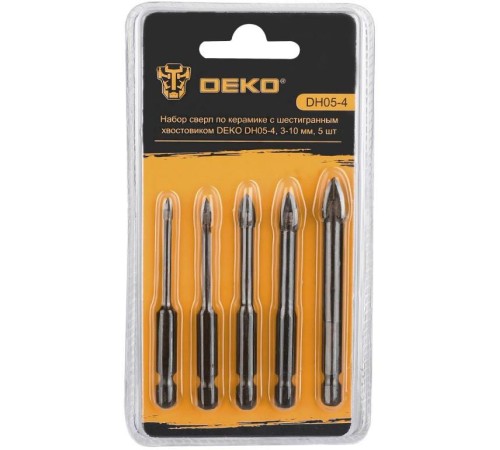 Набор сверл Deko DH05-4 (065-0535) по керамике (5пред.) для дрелей Набор сверл Deko DH05-4 (065-0535) по керамике (5пред.) для дрелей