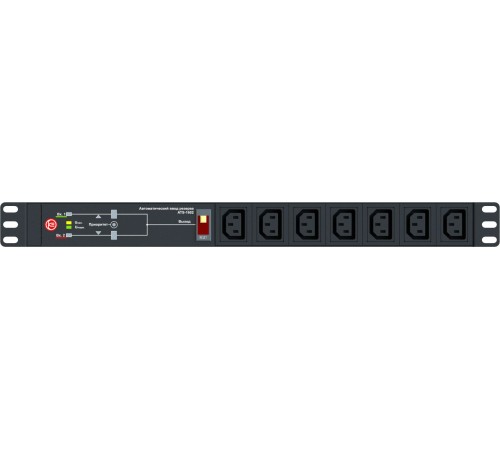АВР Elemy ATS-1602 1U 19" ввод:2xIEC C14 выход:6xSchuko8A черный