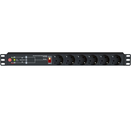 АВР Elemy ATS-1602 1U 19" ввод:2xIEC C14 выход:6xSchuko8A черный