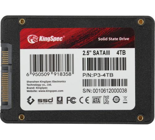 Накопитель SSD Kingspec SATA III 4Tb P3-4TB 2.5"