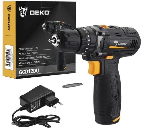 Дрель-шуруповерт ударная аккумуляторная DEKO GCD12DU, 12В, 1x1.5Ач Дрель-шуруповерт ударная аккумуляторная DEKO GCD12DU, 12В, 1x1.5Ач