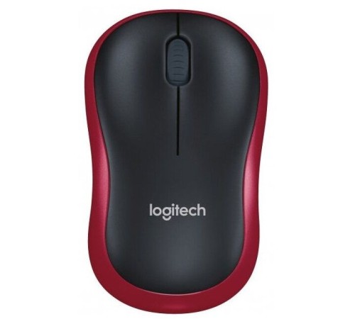 Мышь Logitech M186 черный/красный оптическая (1000dpi) беспроводная USB2.0 для ноутбука (2but)