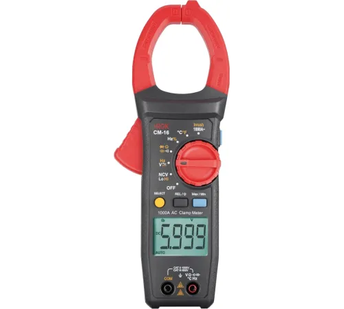 Клещи токоизмерительные RGK CM-16 цифр. измер.ток:переменный черный/красный (755122)