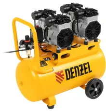 Компрессор безмаслянный малошумный DLS 2200/50, 2200 Вт, 2х1100, 50 л, 380 л/мин// Denzel