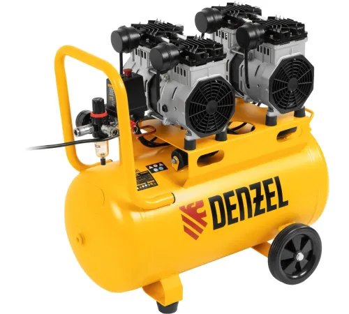 Компрессор безмаслянный малошумный DLS 2200/50, 2200 Вт, 2х1100, 50 л, 380 л/мин// Denzel Компрессор безмаслянный малошумный DLS 2200/50, 2200 Вт, 2х1100, 50 л, 380 л/мин// Denzel