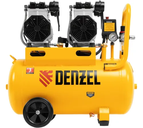 Компрессор безмаслянный малошумный DLS 2200/50, 2200 Вт, 2х1100, 50 л, 380 л/мин// Denzel Компрессор безмаслянный малошумный DLS 2200/50, 2200 Вт, 2х1100, 50 л, 380 л/мин// Denzel