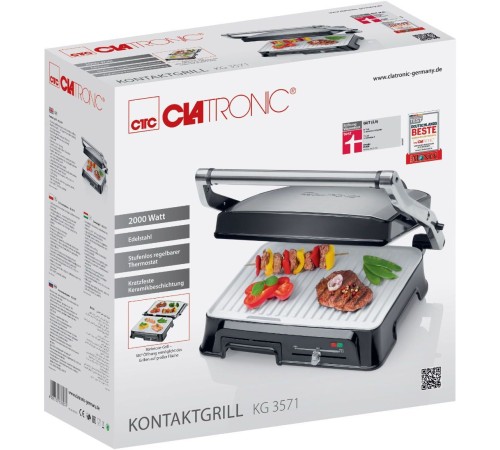 Электрогриль Clatronic KG 3571 2000Вт серебристый/черный Электрогриль Clatronic KG 3571 2000Вт серебристый/черный