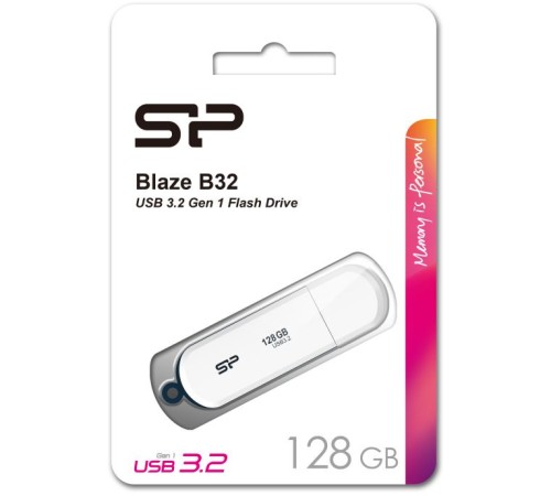 Флеш накопитель 128Gb Silicon Power Blaze B32, USB 3.2, Белый Флеш накопитель 128Gb Silicon Power Blaze B32, USB 3.2, Белый