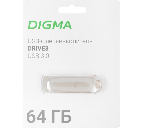 Флеш Диск Digma 64Gb DRIVE3 DGFUM064A30SR USB3.0 серебристый Флеш Диск Digma 64Gb DRIVE3 DGFUM064A30SR USB3.0 серебристый