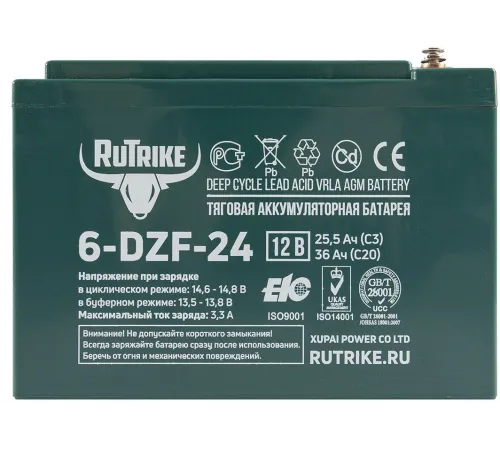 Батарея для ИБП Rutrike 6-DZF-24 12В 24Ач Батарея для ИБП Rutrike 6-DZF-24 12В 24Ач