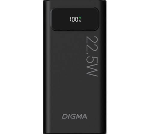 Мобильный аккумулятор Digma DGPF20A 20000mAh QC3.0/PD3.0 22.5W 3A 2xUSB-A/USB-C черный (DGPF20A22PBK)