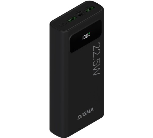 Мобильный аккумулятор Digma DGPF20A 20000mAh QC3.0/PD3.0 22.5W 3A 2xUSB-A/USB-C черный (DGPF20A22PBK)