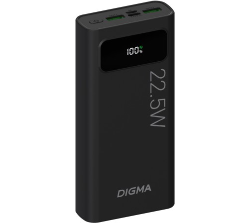 Мобильный аккумулятор Digma DGPF20A 20000mAh QC3.0/PD3.0 22.5W 3A 2xUSB-A/USB-C черный (DGPF20A22PBK)
