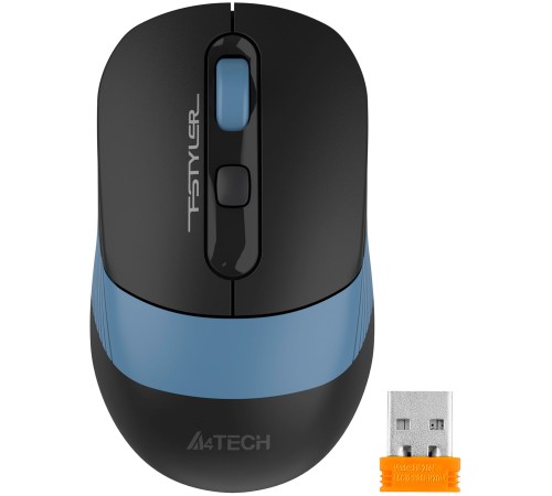 Мышь беспроводная A4Tech Fstyler FB10CS black/blue (оптическая, silent, BT/Radio, USB, 4but, 2000dpi)(FB10CS USB ASH BLUE)