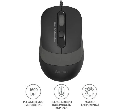 Мышь A4Tech Fstyler FM10S черный/серый оптическая (1600dpi) silent USB (3but) Мышь A4Tech Fstyler FM10S черный/серый оптическая (1600dpi) silent USB (3but)