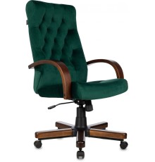 Кресло руководителя Бюрократ T-9928WALNUT Fabric зеленый Italia Green крестов. металл/дерево