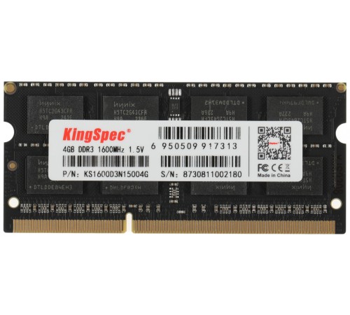 Память DDR3 4GB 1600MHz Kingspec KS1600D3N15004G RTL PC3-12800 CL11 SO-DIMM 240-pin 1.5В single rank Ret