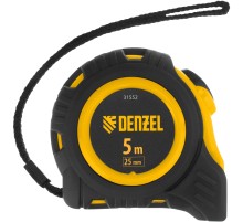 Рулетка 5м х 25мм, обрезиненный корпус, автоматическая фиксация// Denzel