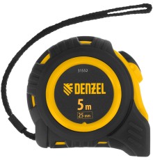 Рулетка 5м х 25мм, обрезиненный корпус, автоматическая фиксация// Denzel