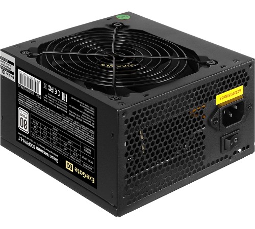 Exegate EX292152RUS Блок питания 800W ExeGate 80 PLUS® 800PPH-LT (ATX, APFC, КПД 82% (80 PLUS), 12cm fan, 24pin, 2x(4+4)pin, PCIe, 5xSATA, 3xIDE, black, Color Box)