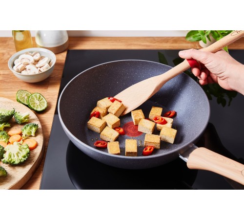 Сковорода ВОК (WOK) Tefal Natural Force G2661972 круглая 28см покрытие: Mineralia+ non-stick ручка несъемная (без крышки) серый (2100118262)