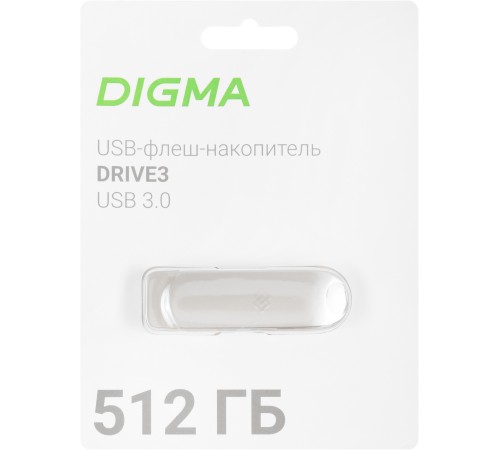 Флеш Диск Digma 512Gb DRIVE3 DGFUM512A30SR USB3.0 серебристый